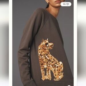 Anthropologie x LouLou Cheetah Graphic Sweatshirt Size S NWOT